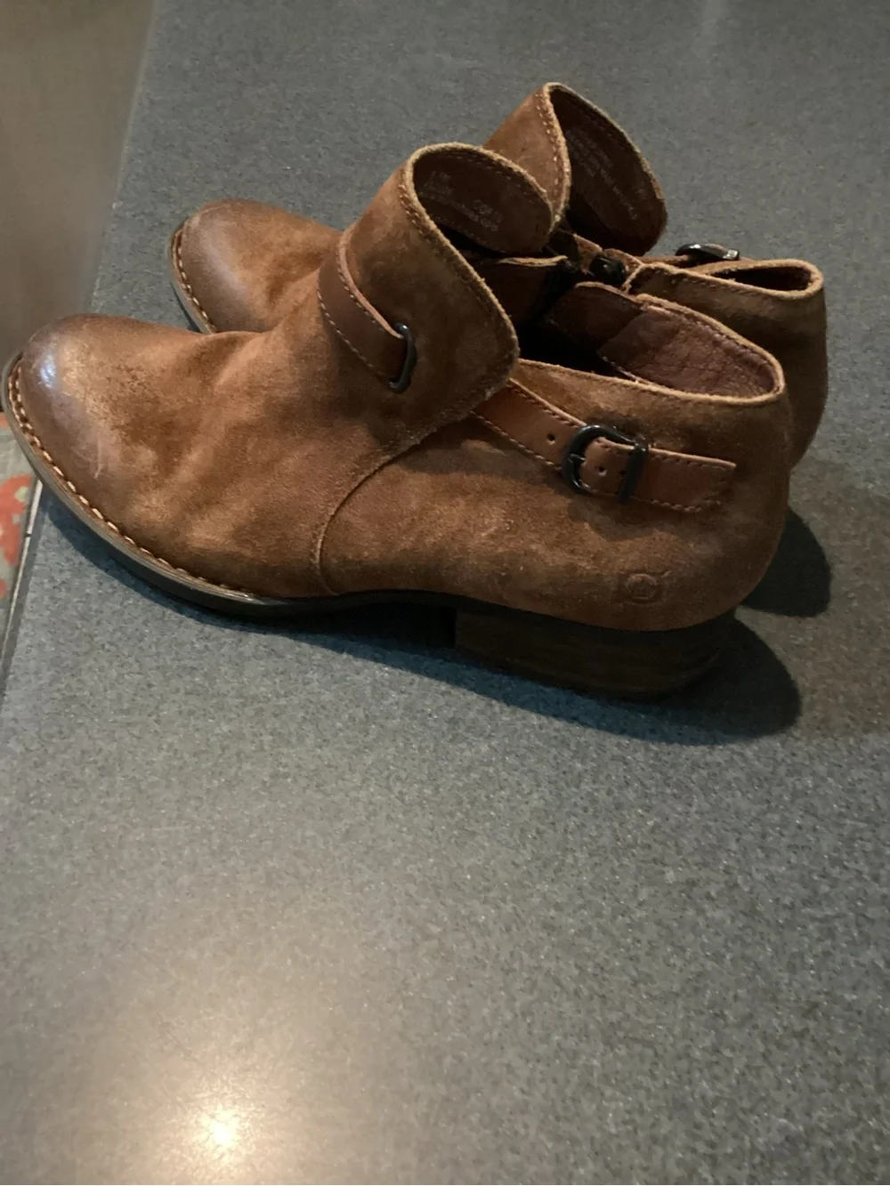 Born Brown Suede Ankle Booties with Strap Detail